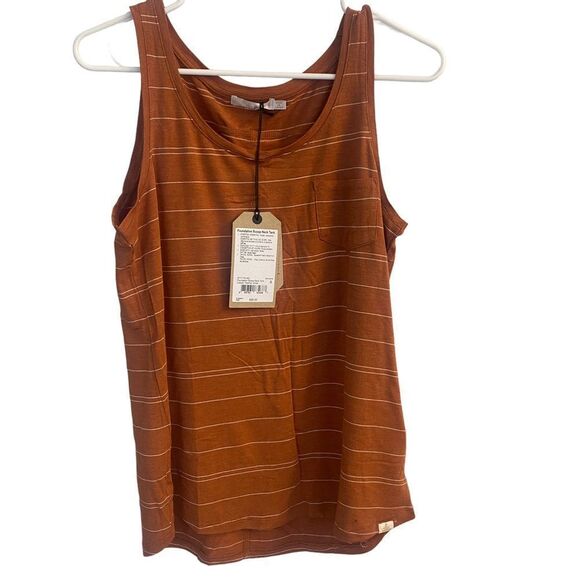 Prana Foundation Scoop Neck Copper Heather Stripe Sleeveless Tank Sz S - Picture 2 of 9